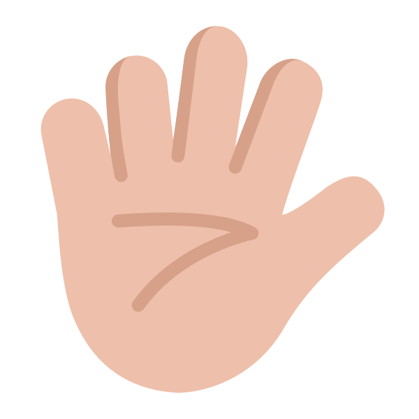 Hand With Fingers Splayed Flat Medium Light