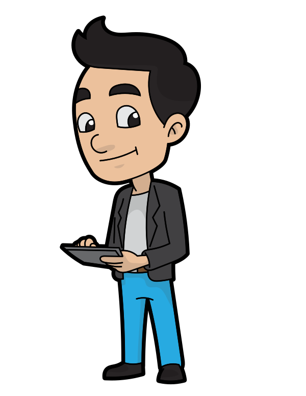 Happy Cartoon Man Using A Smartphone
