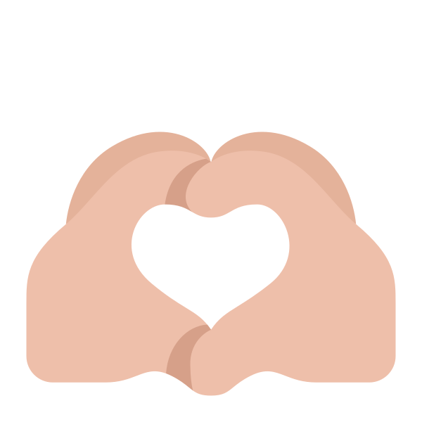 Heart Hands Flat Medium Light