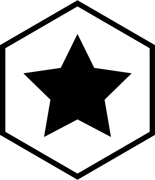 Hex Icon With Star White Vector
