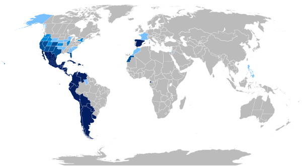 Hispanophone Global World Map Language Vector