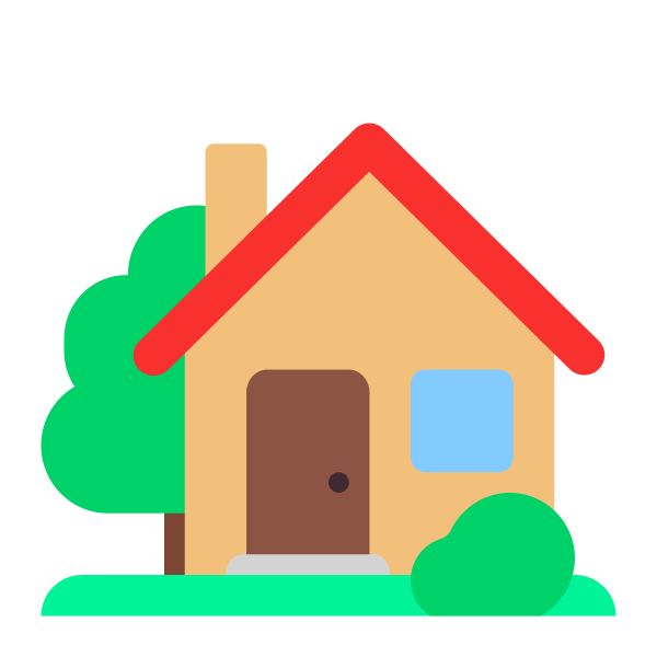 House With Garden Flat Vector