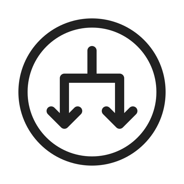 Ic Fluent Arrow Circle Down Split 20 Regular