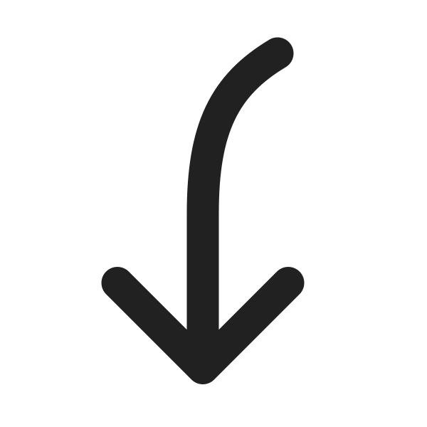 Ic Fluent Arrow Curve Down Left 20 Filled