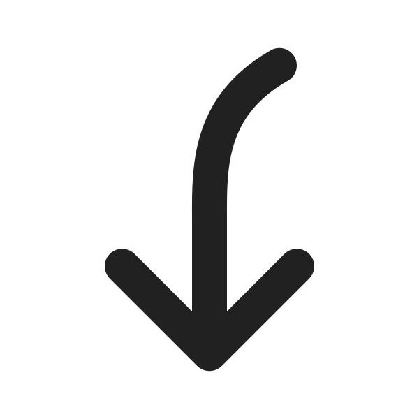 Ic Fluent Arrow Curve Down Left 24 Filled