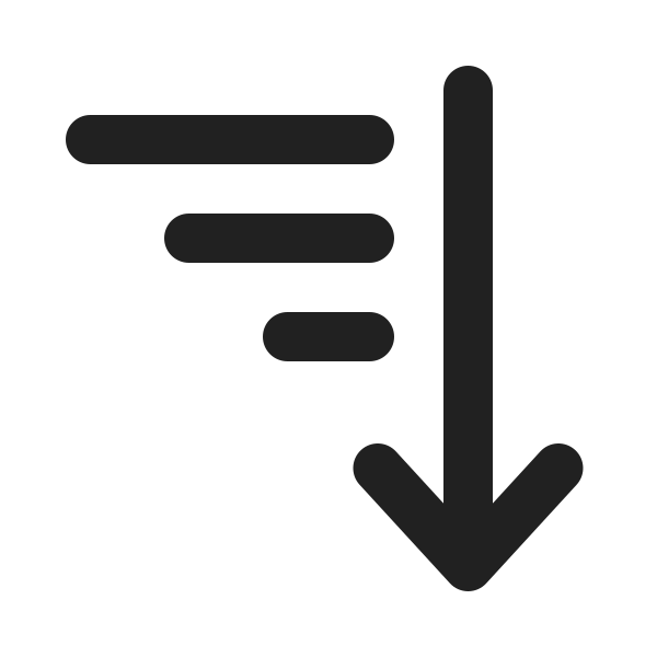 Ic Fluent Arrow Sort Down Lines 20 Filled