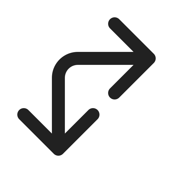 Ic Fluent Arrow Turn Bidirectional Down Right 20 Filled
