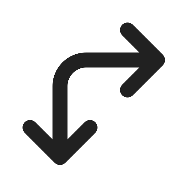 Ic Fluent Arrow Turn Bidirectional Down Right 24 Filled