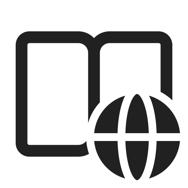 Ic Fluent Book Open Globe 24 Regular