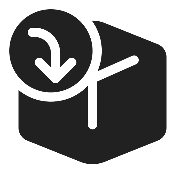 Ic Fluent Cube Arrow Curve Down 20 Filled