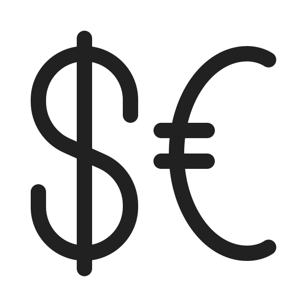 Ic Fluent Currency Dollar Euro 20 Regular