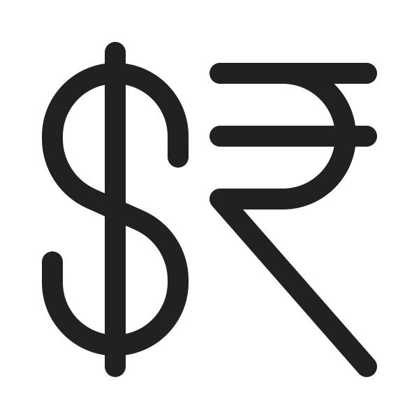 Ic Fluent Currency Dollar Rupee 20 Regular