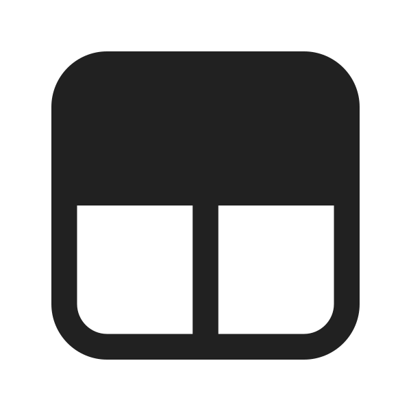 Ic Fluent Layout Row Two Split Bottom Focus Top 24 Filled