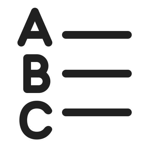 Ic Fluent Text List Abc Uppercase Ltr 20 Regular