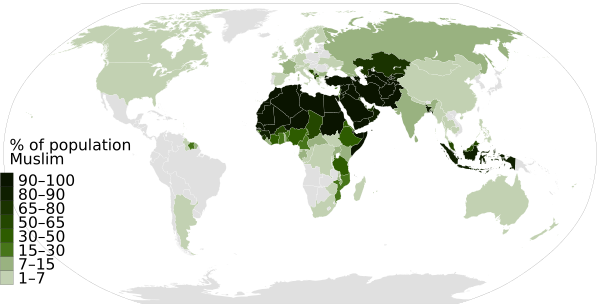 Islam Percent Population In Each Nation World Map Muslim Data By Pew Research