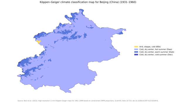 Koppen Geiger Map V2 CHN Beijing 1931–1960