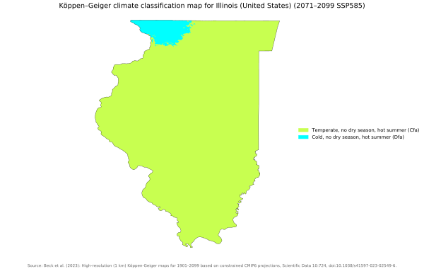 Koppen Geiger Map V2 USA Illinois 2071–2099 SSP585
