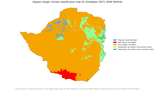 Koppen Geiger Map V2 ZWE 2071–2099 SSP434