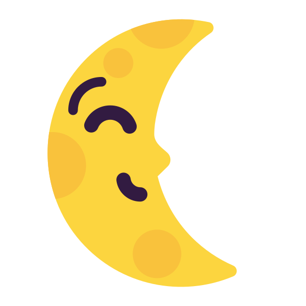 Last Quarter Moon Face Flat