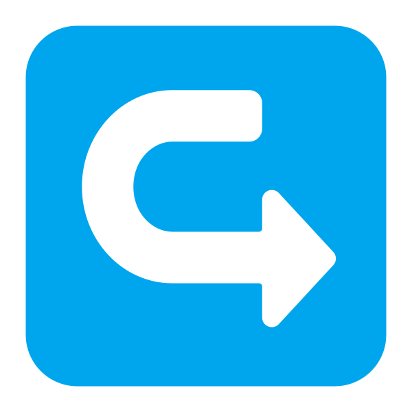 Left Arrow Curving Right Flat