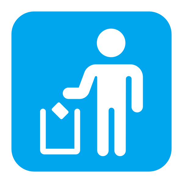 Litter In Bin Sign Flat Vector