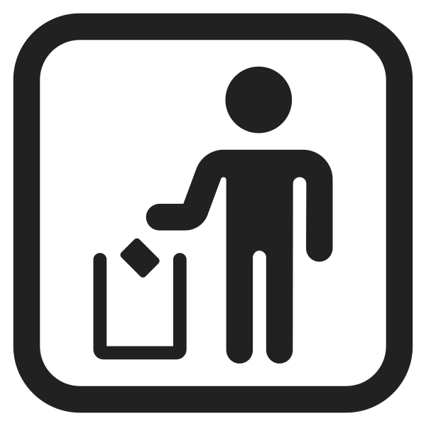 Litter In Bin Sign High Contrast Vector