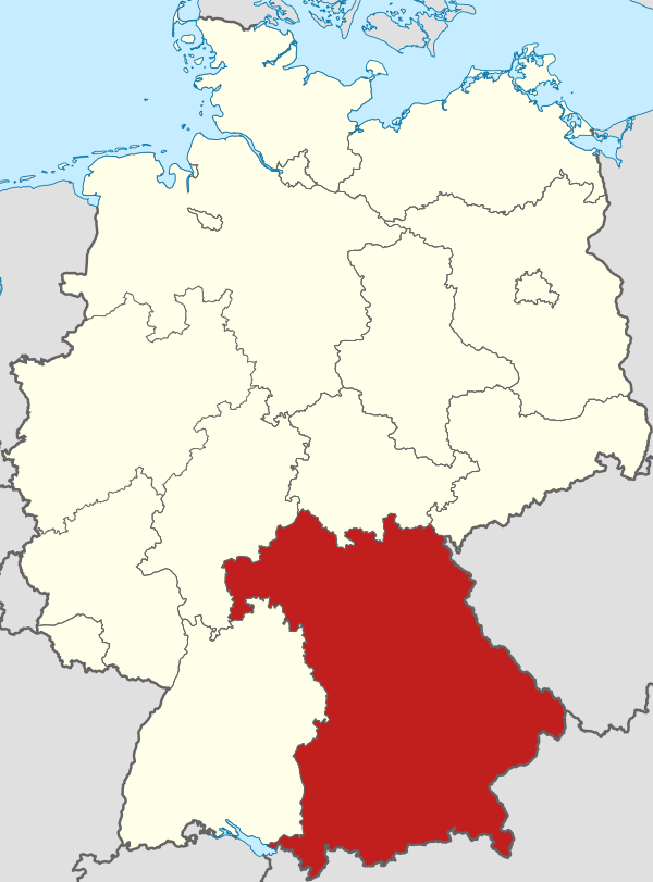 Locator Map Bavaria In Germany