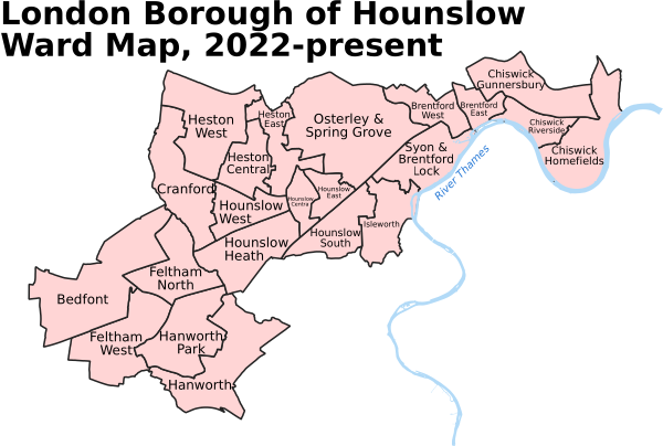 London Borough Of Hounslow Ward Map, 2022 Present