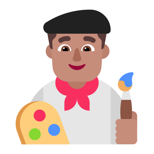 Man Artist Flat Medium Vector