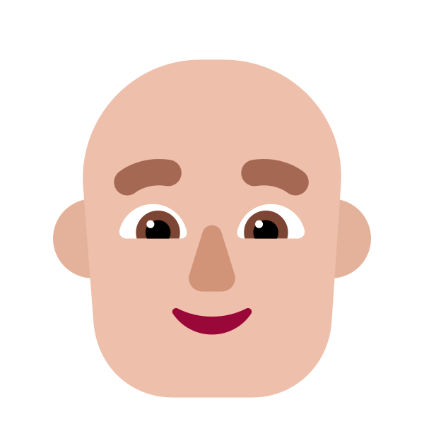 Man Bald Flat Medium Light