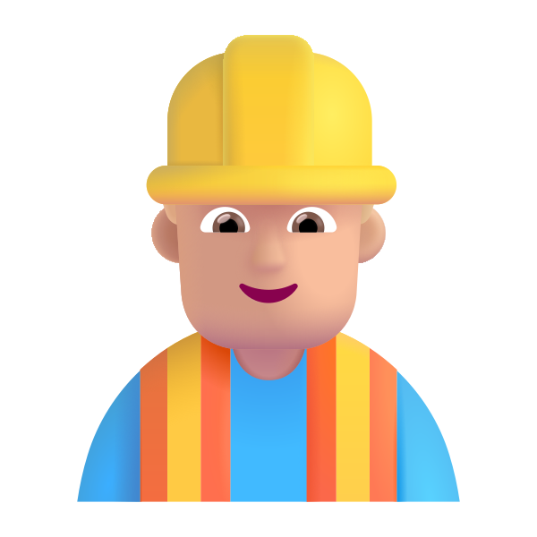 Man Construction Worker Color Medium Light Vector