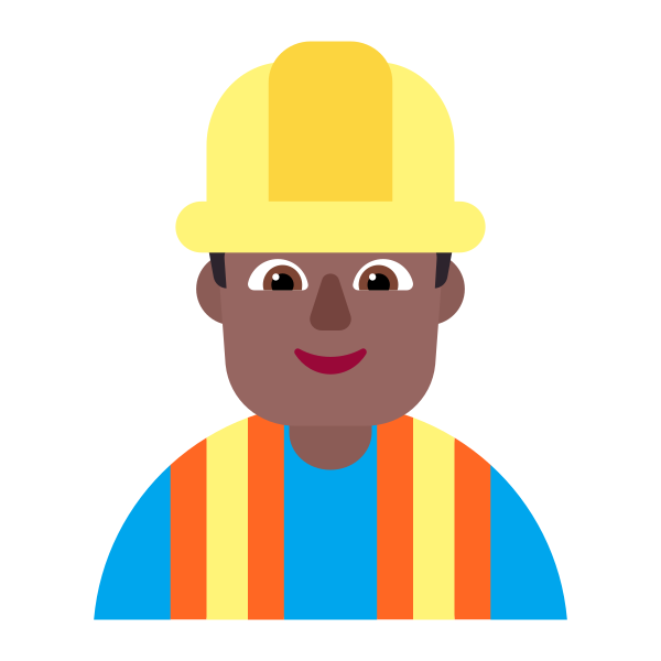 Man Construction Worker Flat Medium Dark Vector