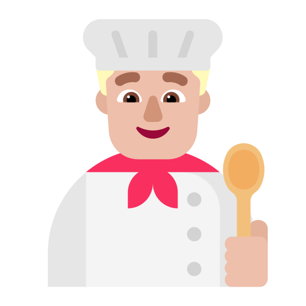 Man Cook Flat Medium Light Vector