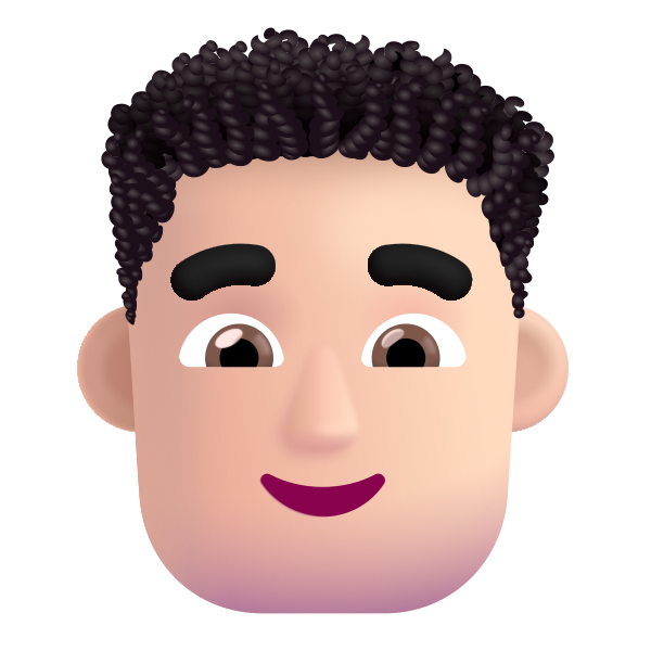 Man Curly Hair Color Light Vector