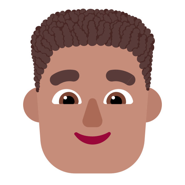 Man Curly Hair Flat Medium Vector
