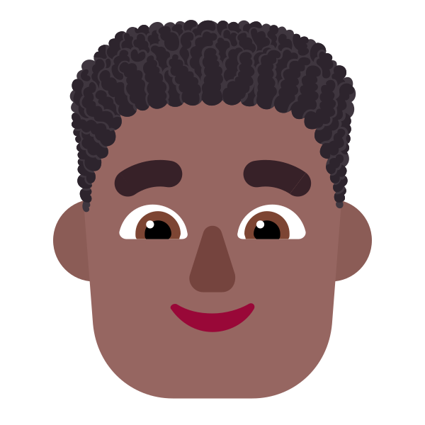 Man Curly Hair Flat Medium Dark Vector