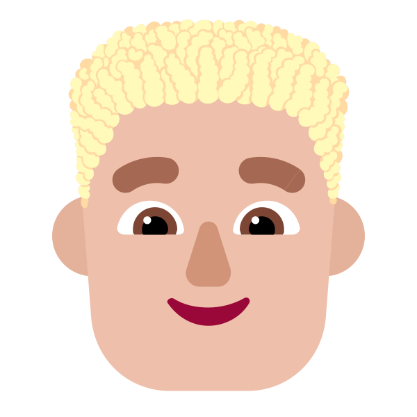 Man Curly Hair Flat Medium Light Vector