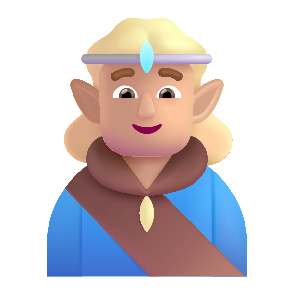 Man Elf Color Medium Light Vector