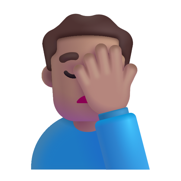 Man Facepalming Color Medium Vector