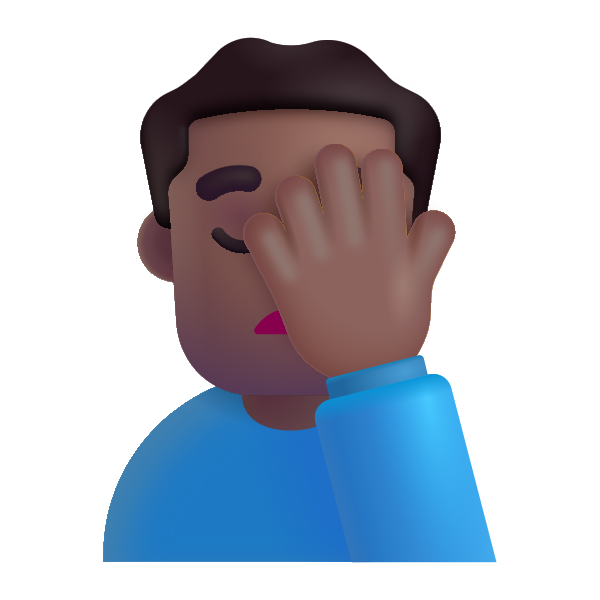 Man Facepalming Color Medium Dark Vector