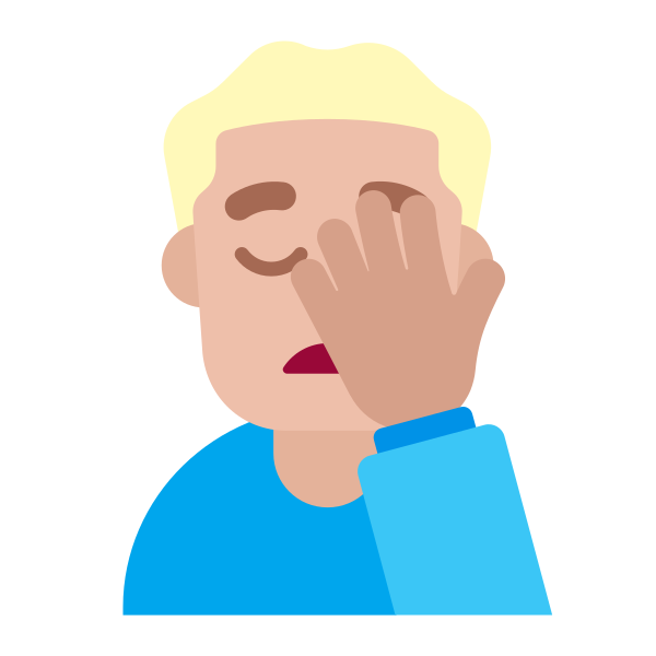 Man Facepalming Flat Medium Light Vector