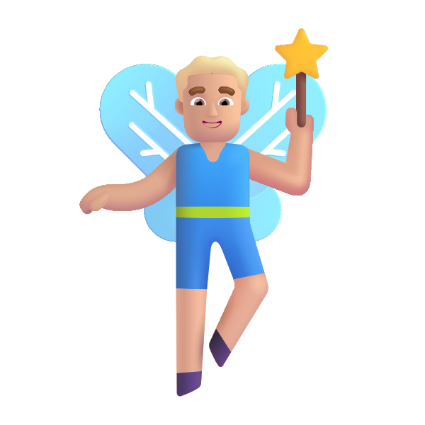 Man Fairy Color Medium Light Vector