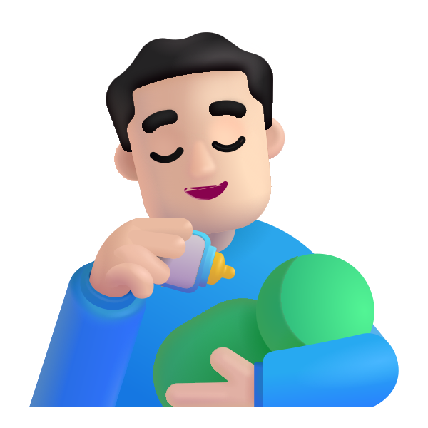 Man Feeding Baby Color Light Vector
