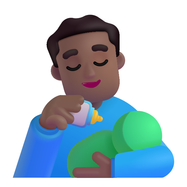 Man Feeding Baby Color Medium Dark Vector