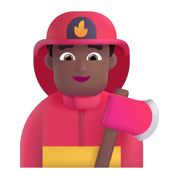 Man Firefighter Color Medium Dark Vector