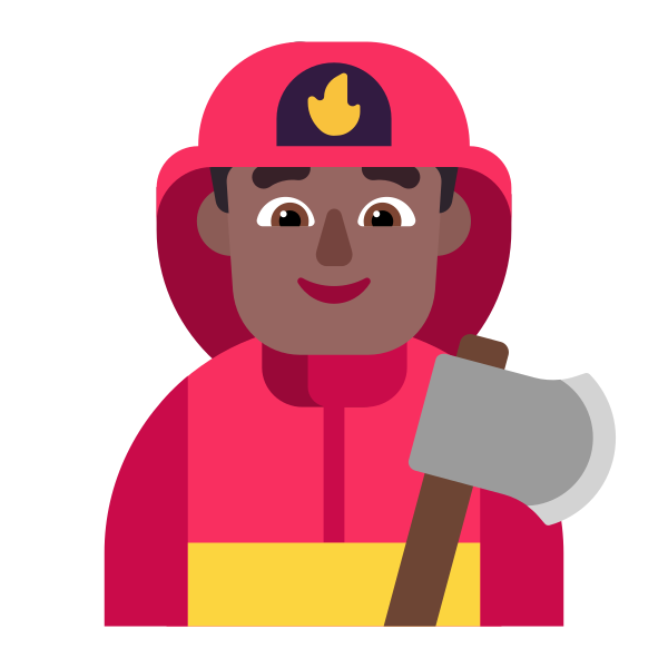 Man Firefighter Flat Medium Dark Vector