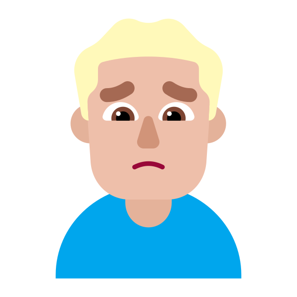 Man Frowning Flat Medium Light Vector