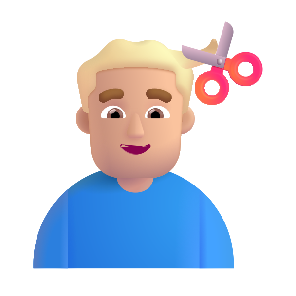 Man Getting Haircut Color Medium Light Vector