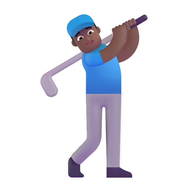 Man Golfing Color Medium Dark Vector