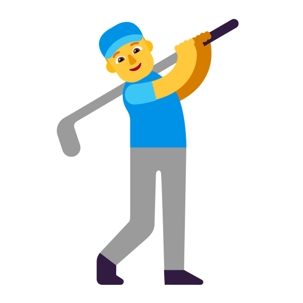 Man Golfing Flat Default Vector